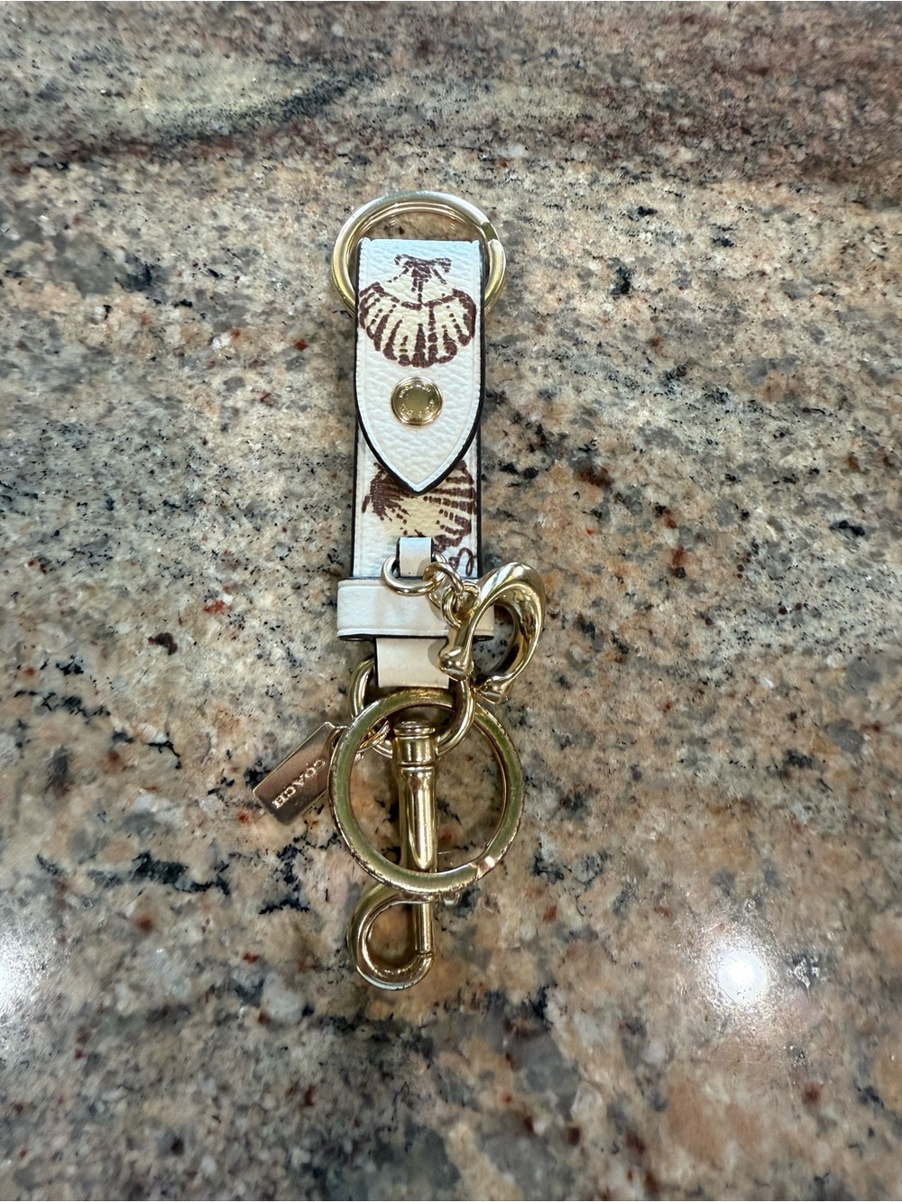 Coach White Seashell Keychain Gold Hardware - Picture 4 of 4